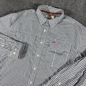 Simms Transit LS Button Shirt Mens L Indigo Gingham Plaid Fishing Performance